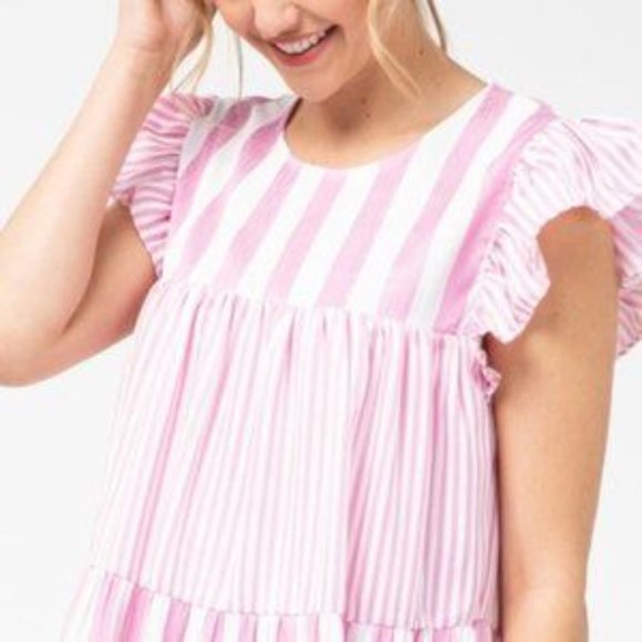 COTTEN CANDY PINK STRIPES DRESS - Picture 3 of 3